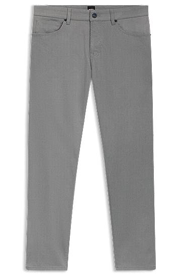 Штани BOSS Maine Regular-Fit Micro-Patterned Stretch Cotton Trousers Сірий | 50543935