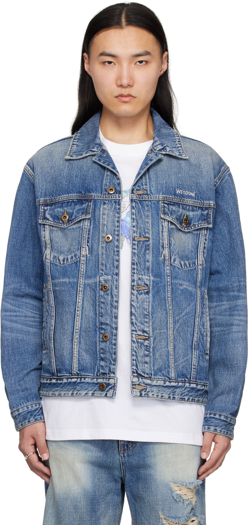 Куртка We11done We11done Washed Denim Jacket Синій | WD-DJ0-25-313-U-BL