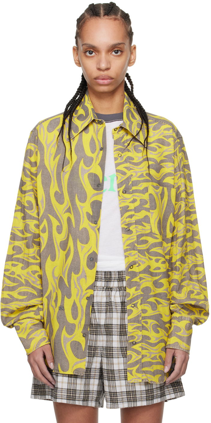 Сорочка ERL ERL Flame Print Relaxed Shirt Жовтий | ERL08B004