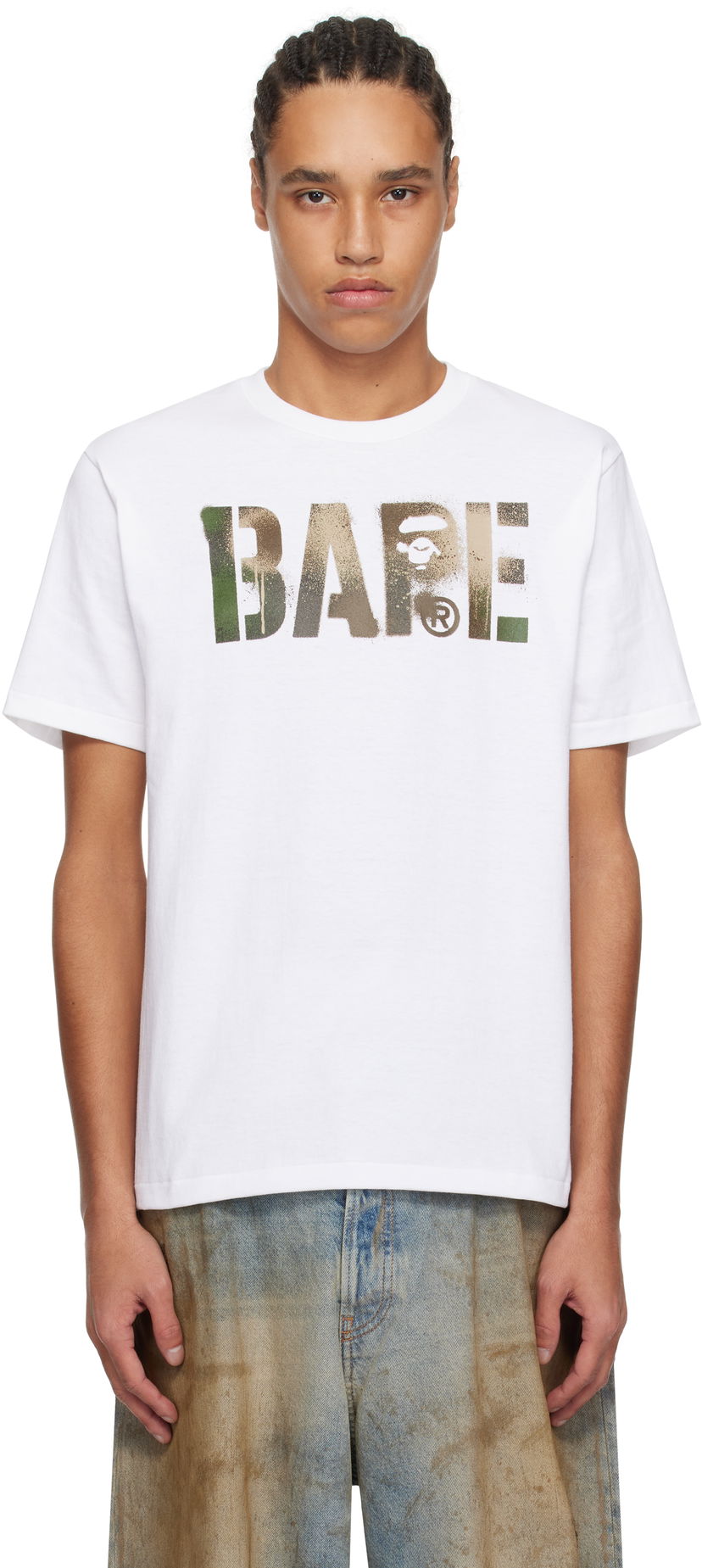 Футболка BAPE Map Camo Stencil Logo T-Shirt білий | 001TEL301024M