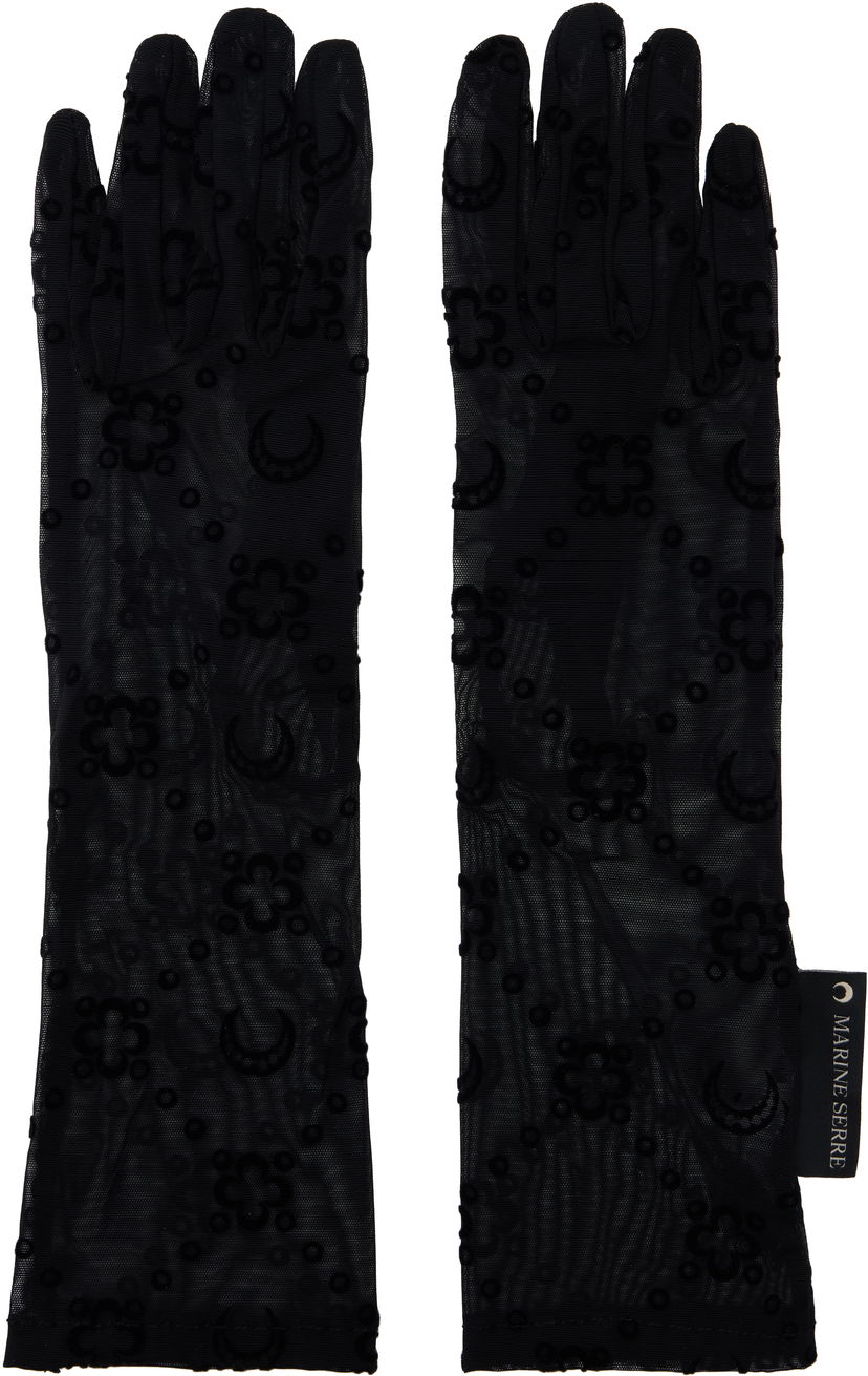 Рукавички Marine Serre Marine Serre Recycled Mesh Flock Long Gloves чорний | WSA027A CJER0005