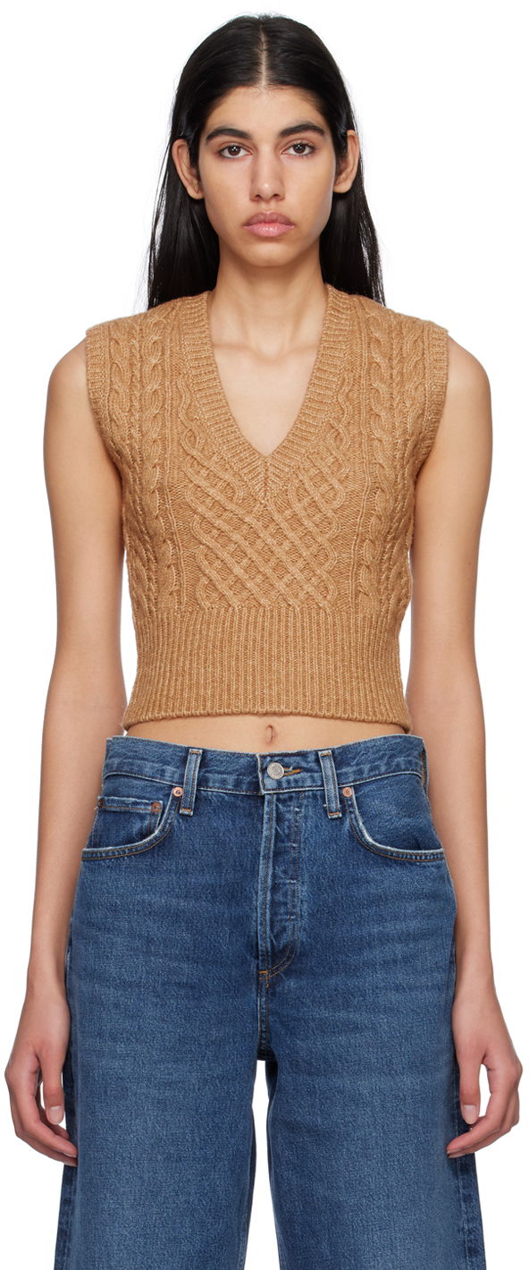 Cветр rag & bone Elizabeth Cable Knit Vest Коричневий | WAS22HS031SM31