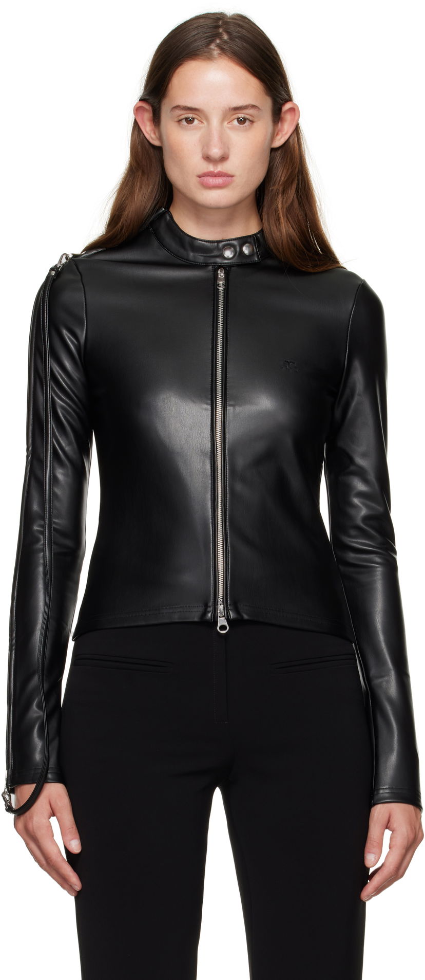 Куртка Courrèges Courrèges Zipped Biker Faux-Leather Top чорний | 325CTO436PU0049