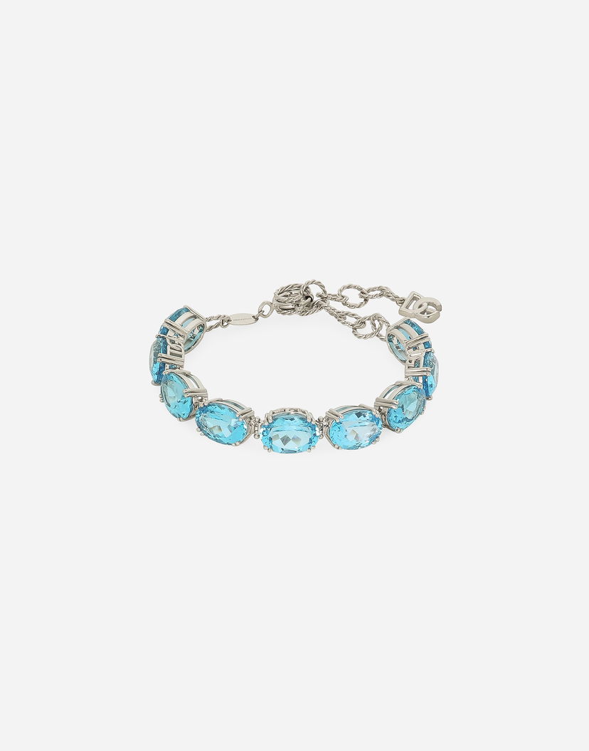 Браслет Dolce & Gabbana Dolce & Gabbana Anna 18kt White Gold Bracelet with Light Blue Topazes Синій | WBQA4GWTOLB80001