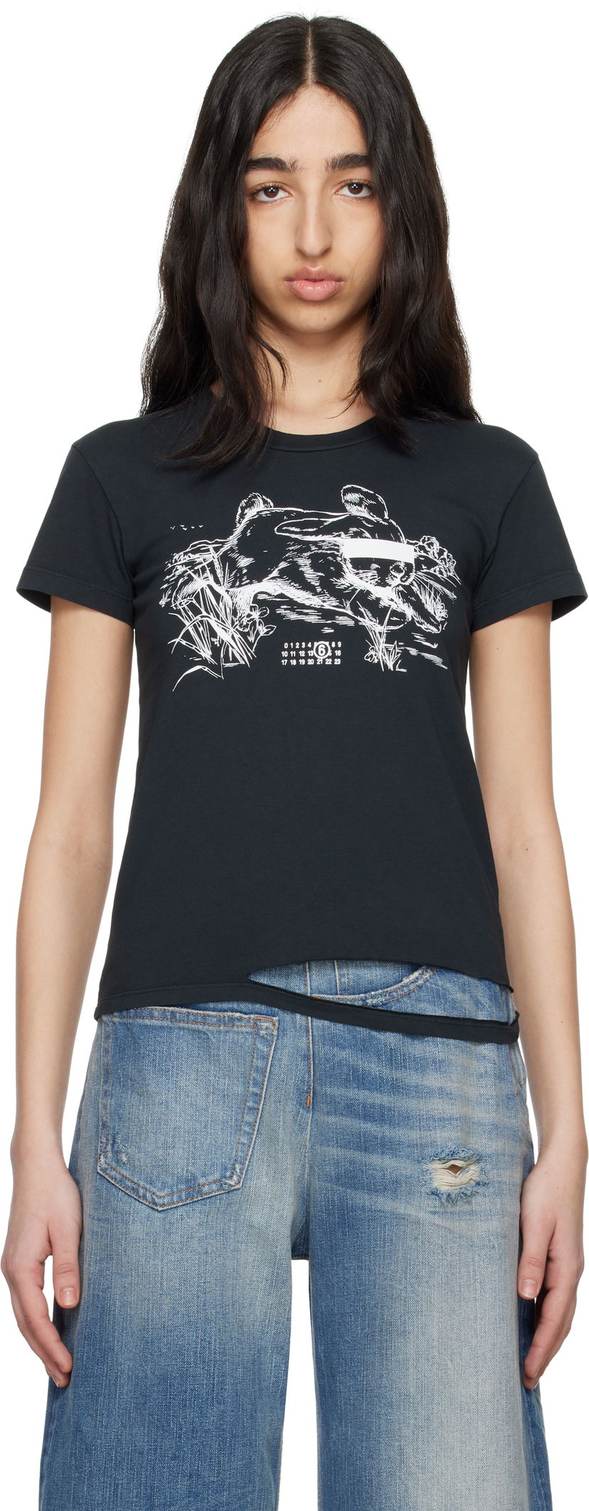 Футболка Maison Margiela MM6 Maison Margiela Rabbit Print T-Shirt чорний | S62GD0199 M20108
