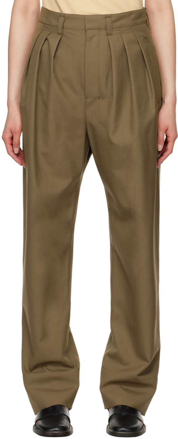 Штани LEMAIRE LEMAIRE Pleated Trousers Зелений | PA1093 LF414
