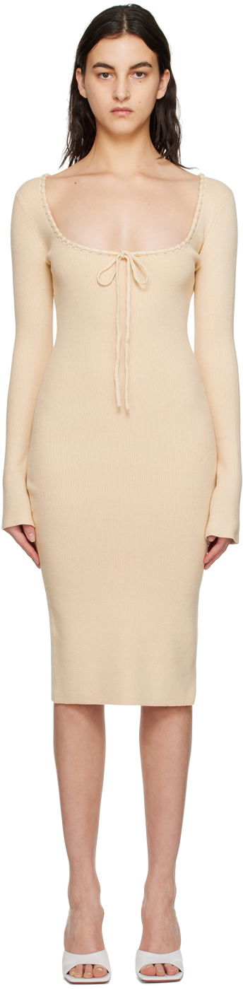 плаття GUIZIO Guizio Bow Midi Dress бежевий | DGF22E702_CRM