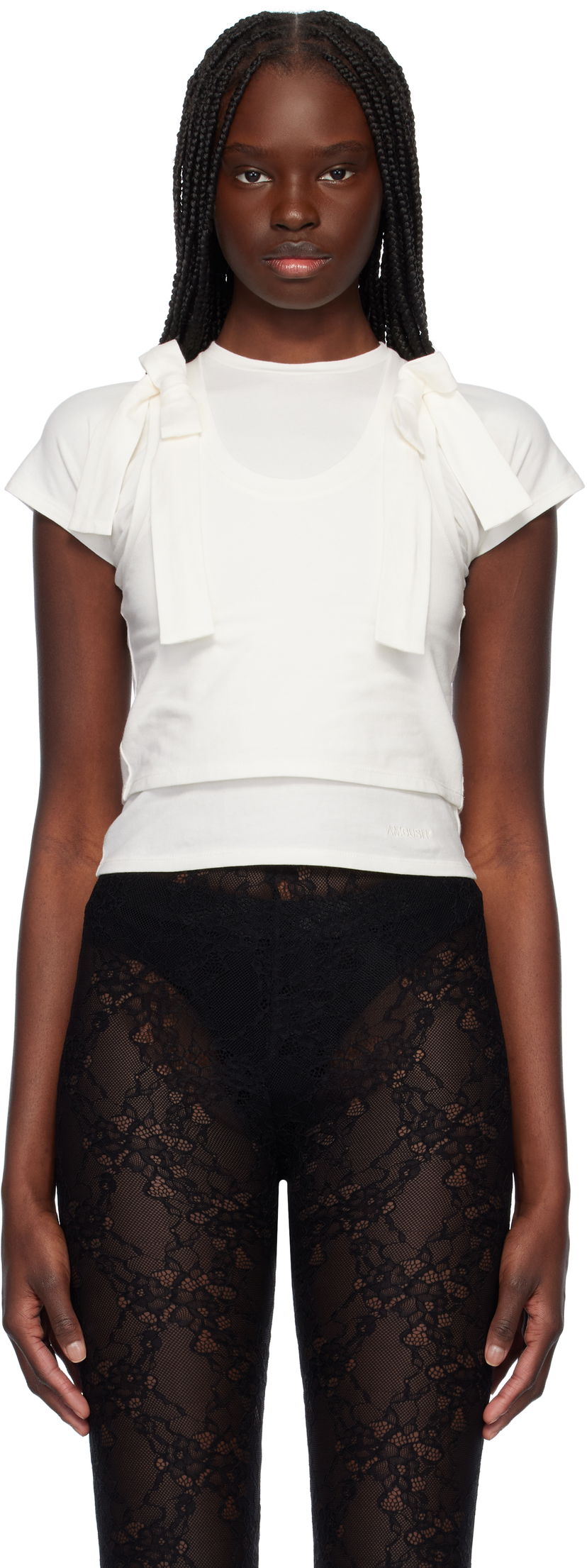 Футболка Ambush AMBUSH Layered Ribbon Baby Tee білий | 12115401