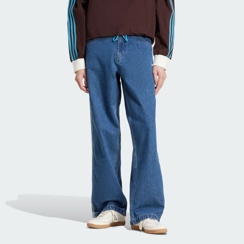 Джинси adidas Performance Adicolor Firebird Denim Wide Leg Pants Синій | JC6234