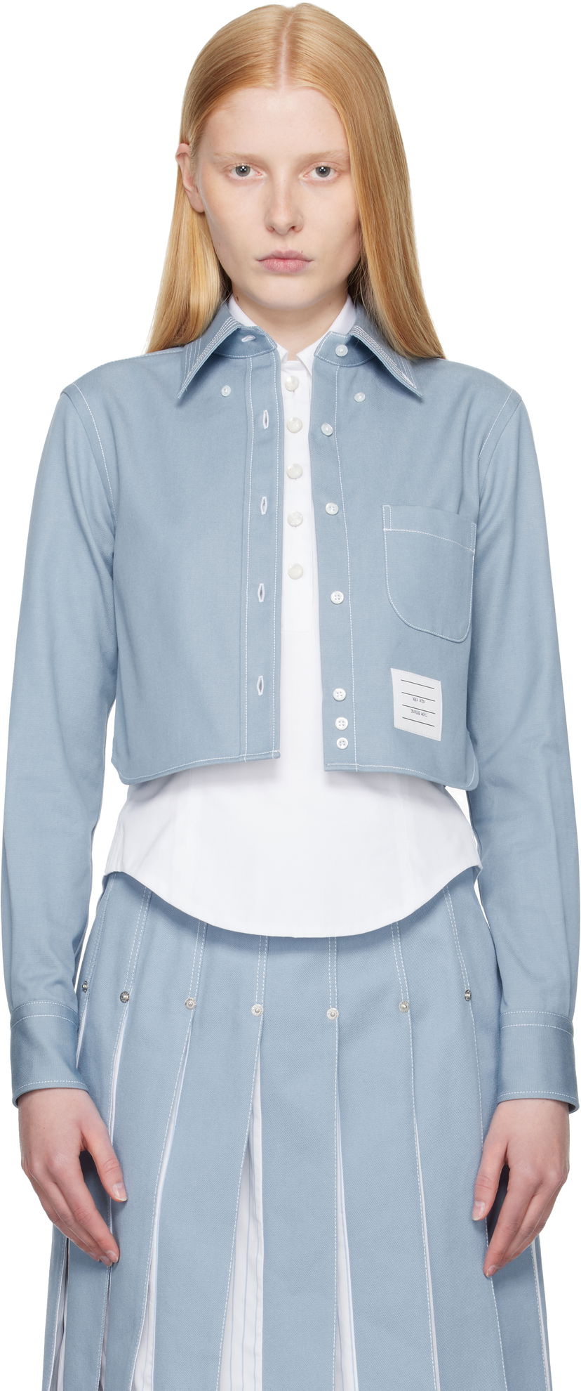 Сорочка Thom Browne Thom Browne Classic Cropped Long Sleeve Shirt Синій | FLL183A-F0991