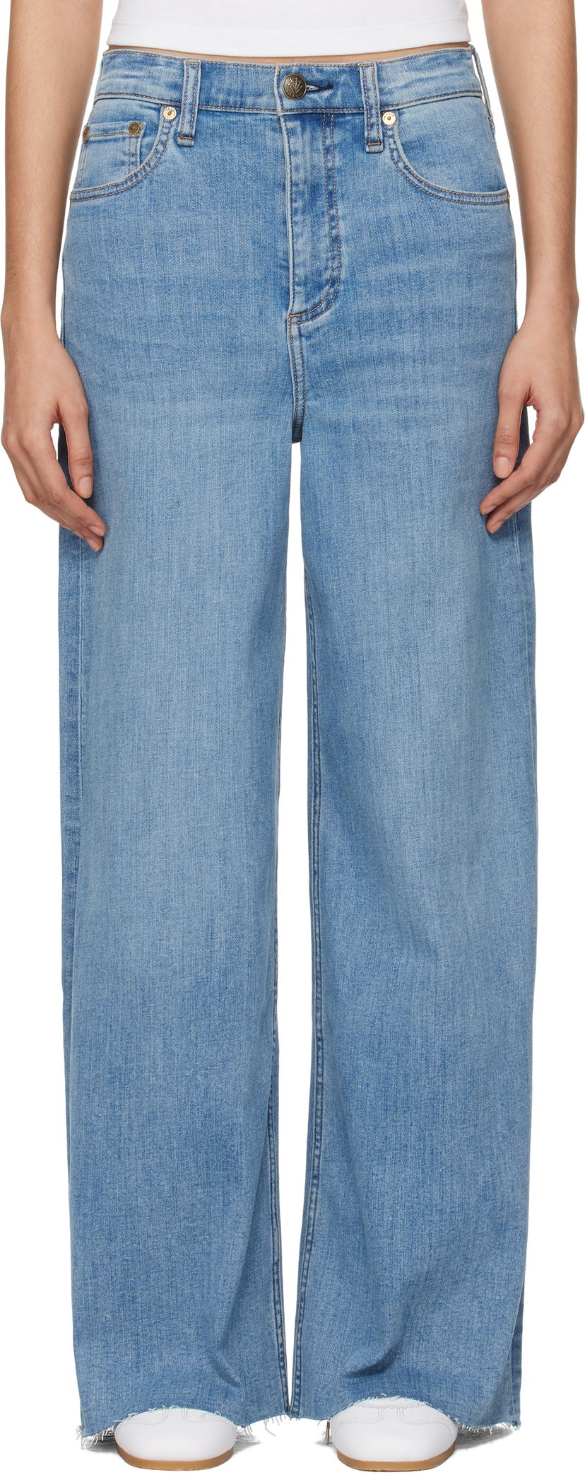 Джинси rag & bone rag & bone 'The Sofie' High-Rise Ultra Wide Ankle Jeans Синій | WDD24F3000FUMO