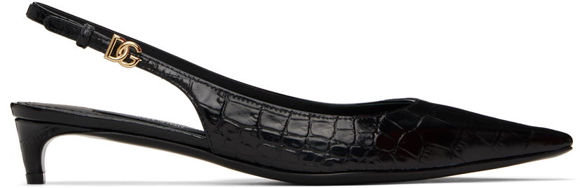 Кросівки та взуття Dolce & Gabbana Calfskin Slingback Heels чорний | CG0804 A5491