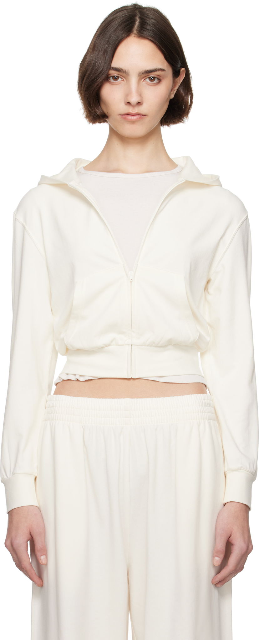 Світшоти SKIMS SKIMS Cotton Jersey Zip-Up Hoodie білий | ZU-ZUP-8235W