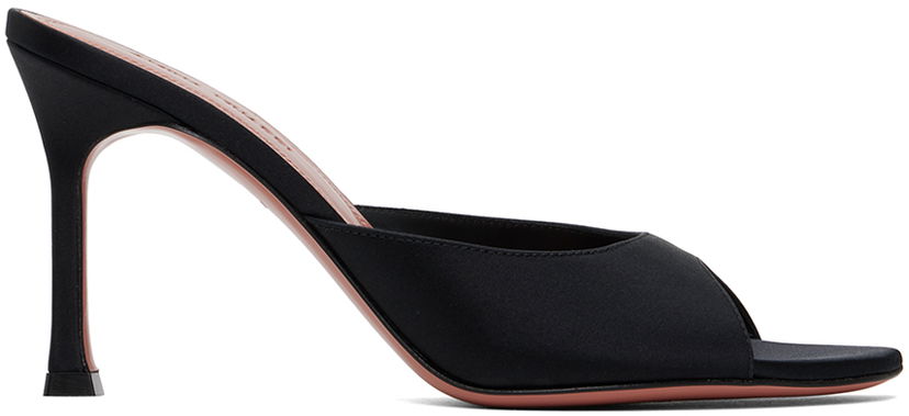 Аксесуари Amina Muaddi Amina Muaddi Alexa Slipper 90 Heeled Sandals чорний | ALEXA SLIPPER SR SATIN