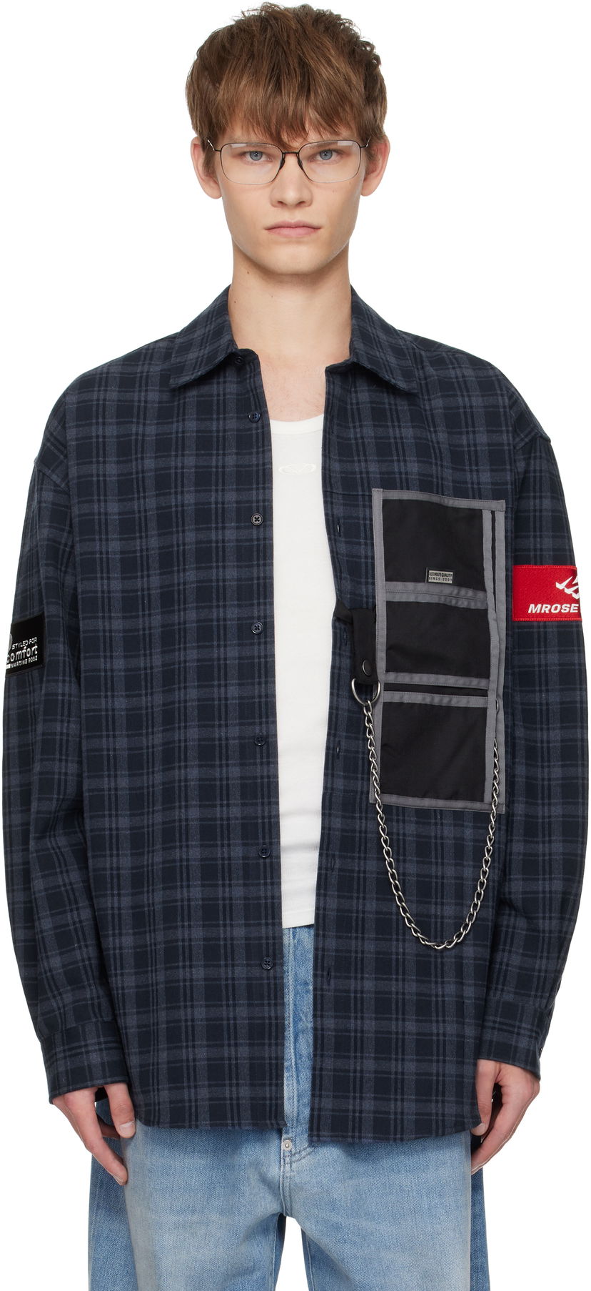 Сорочка Martine Rose Martine Rose Wallet Check Shirt темно-синій | 477WS32527