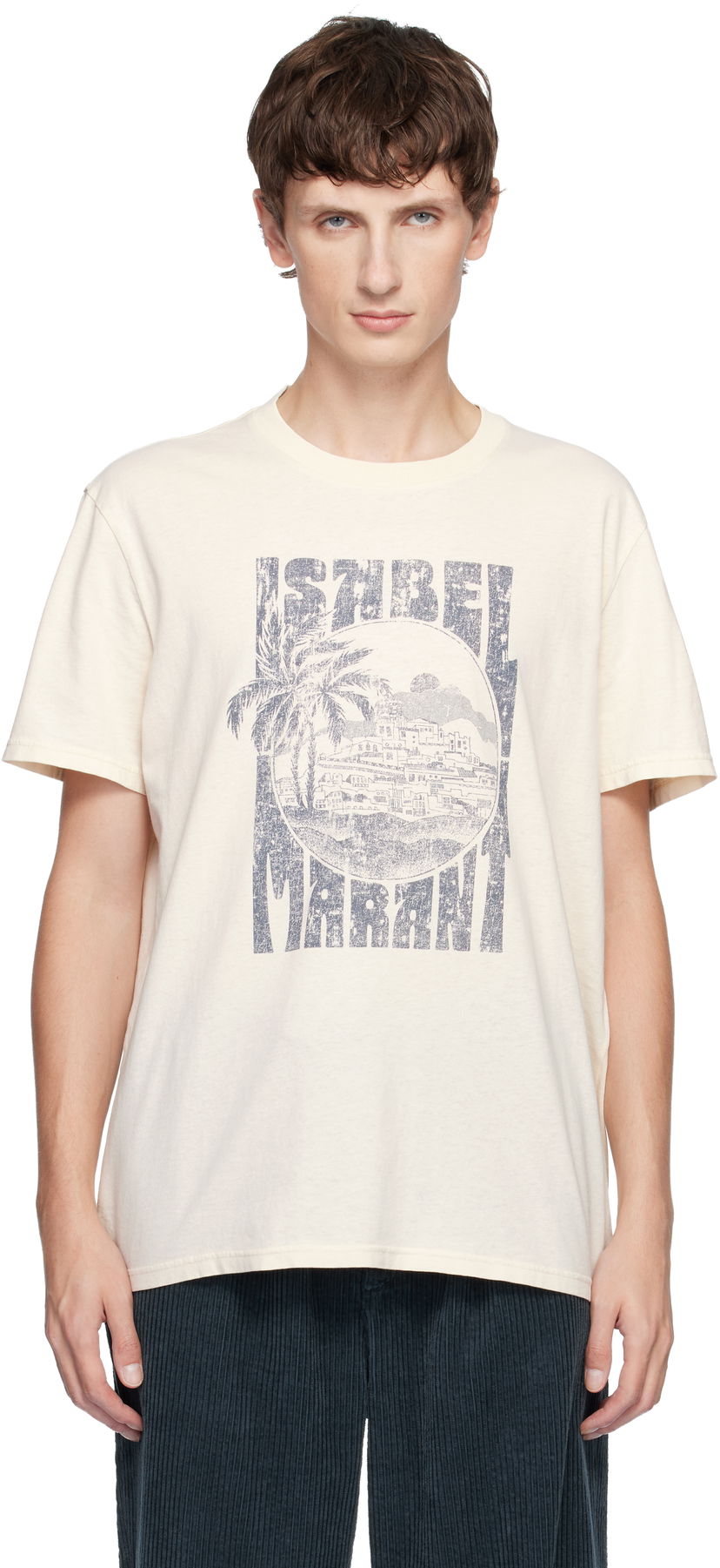 Футболка ISABEL MARANT Isabel Marant Honore Graphic Print T-Shirt бежевий | 25ATS0052HB-C3N09H