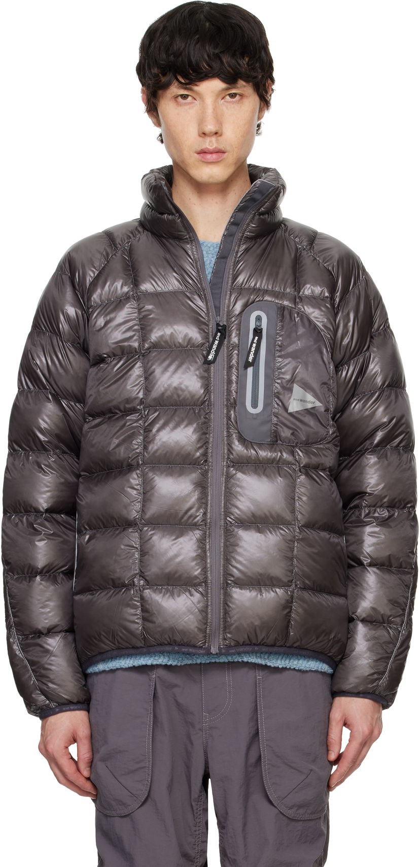 Пуховик and wander Diamond Stitch Down Jacket Сірий | 5744231106