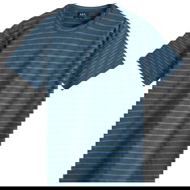 Футболка A.P.C. A.P.C. Men's Aymeric Stripe Tee Синій | COHGX-H26132-IAK, 1