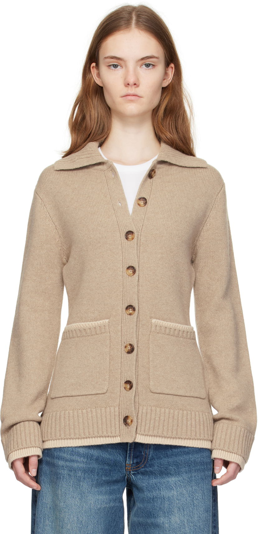 Cветр rag & bone rag & bone Danica Knit Cardigan бежевий | WAS24H049CS49
