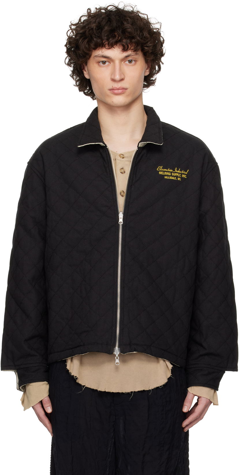 Куртка бомбер Bode Bode Bloomstein Quilted Reversible Jacket чорний | MRS25JA028