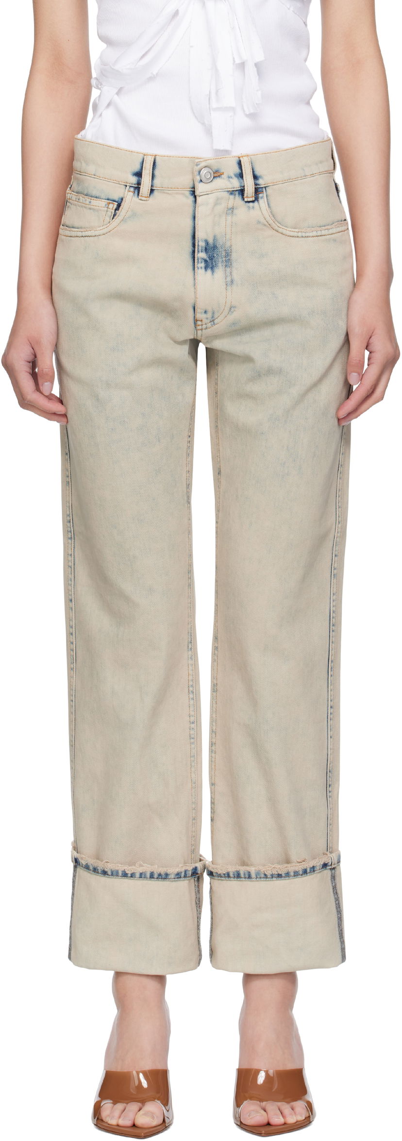 Джинси Coperni Coperni Boyfriend Jeans бежевий | COPP122F2035