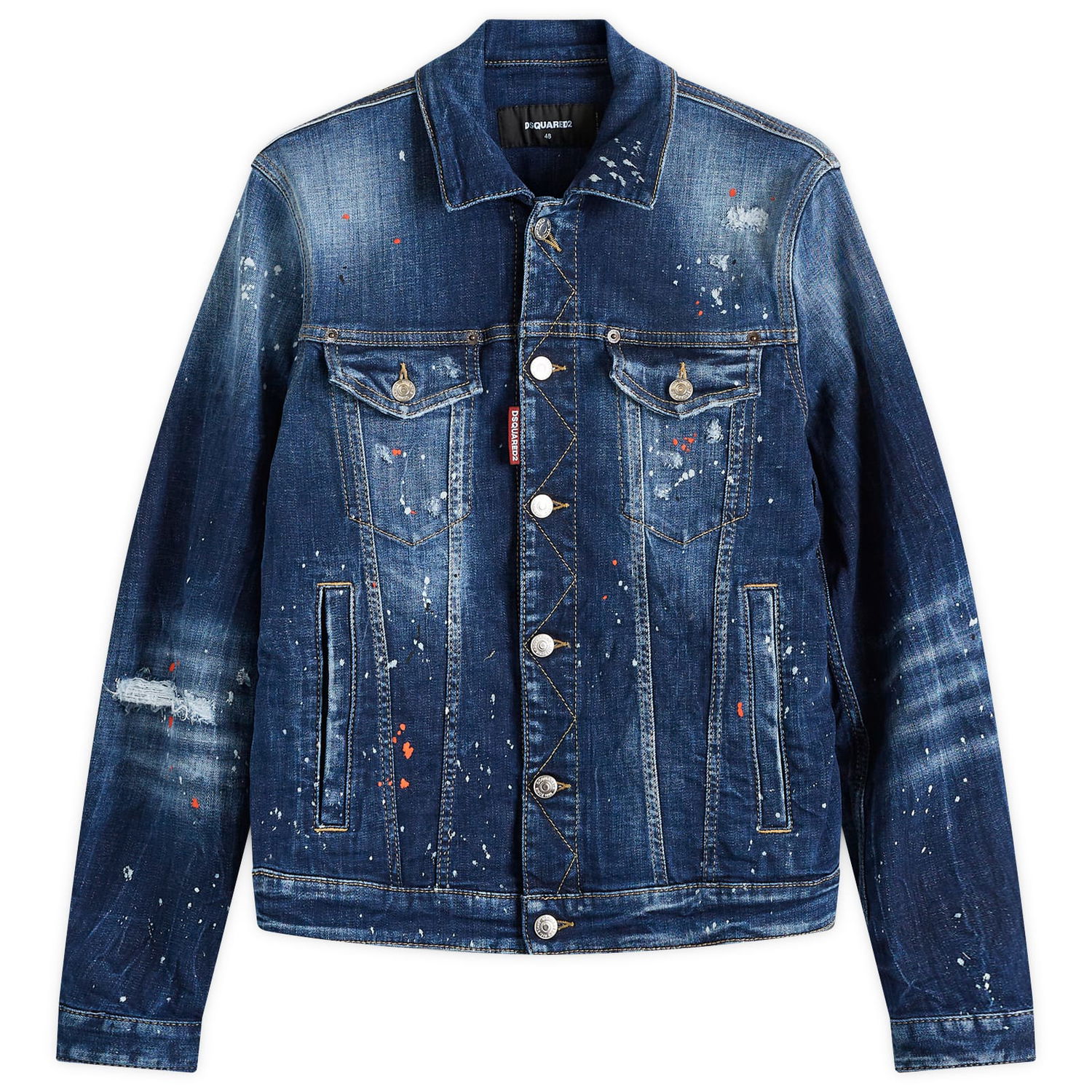 Куртка DSQUARED2 Dsquared2 Dan Paint Splatter Denim Jacket Синій | S74AM1563-S30664-470, 0