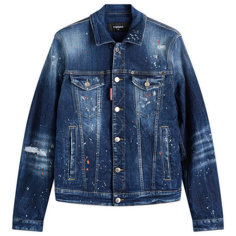 Куртка DSQUARED2 Dsquared2 Dan Paint Splatter Denim Jacket Синій | S74AM1563-S30664-470