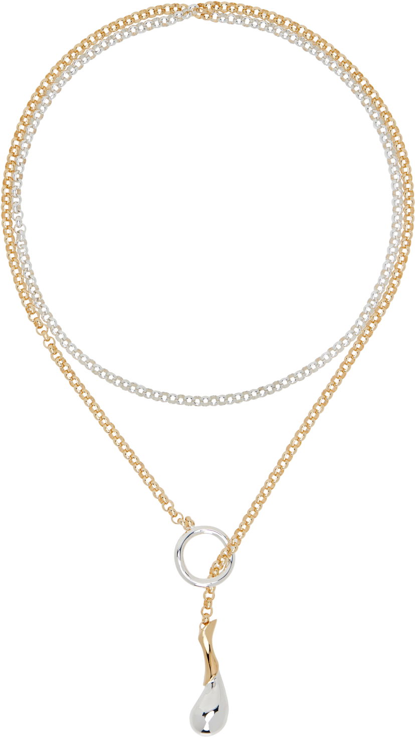 Кольє Bottega Veneta Bottega Veneta Two-Tone Drop Chain Necklace Металік | 838143 V507D