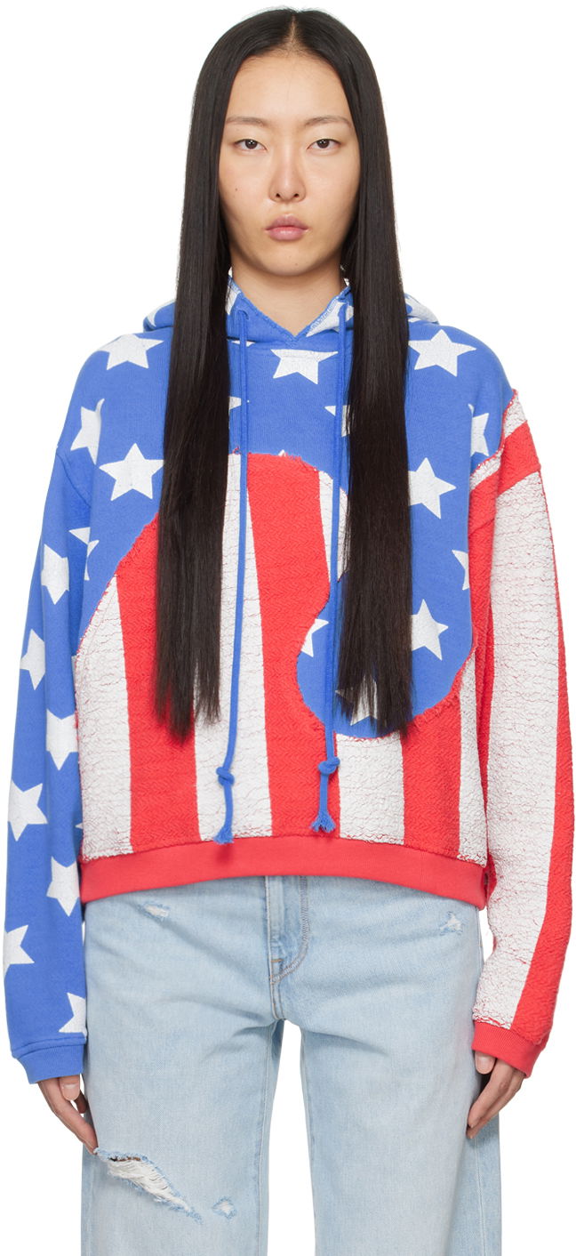Світшоти ERL Stars & Stripes Swirl Print Fleece Hoodie Червоний | ERL07T022