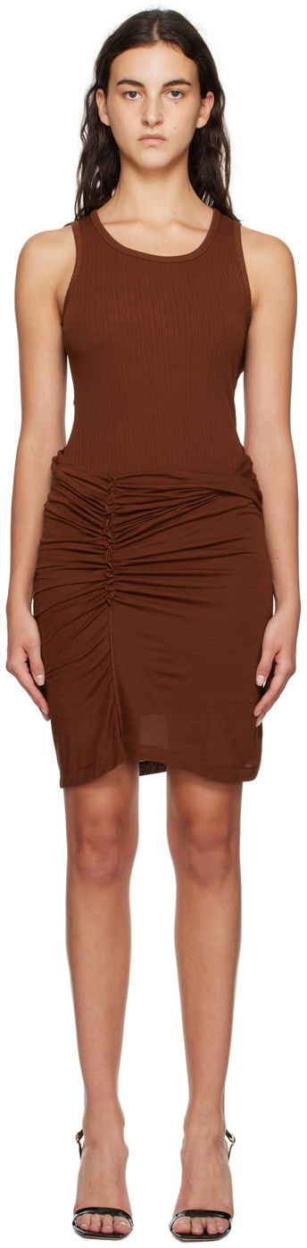 плаття Helmut Lang Helmut Lang Ruched Mini Dress Коричневий | N06HW605