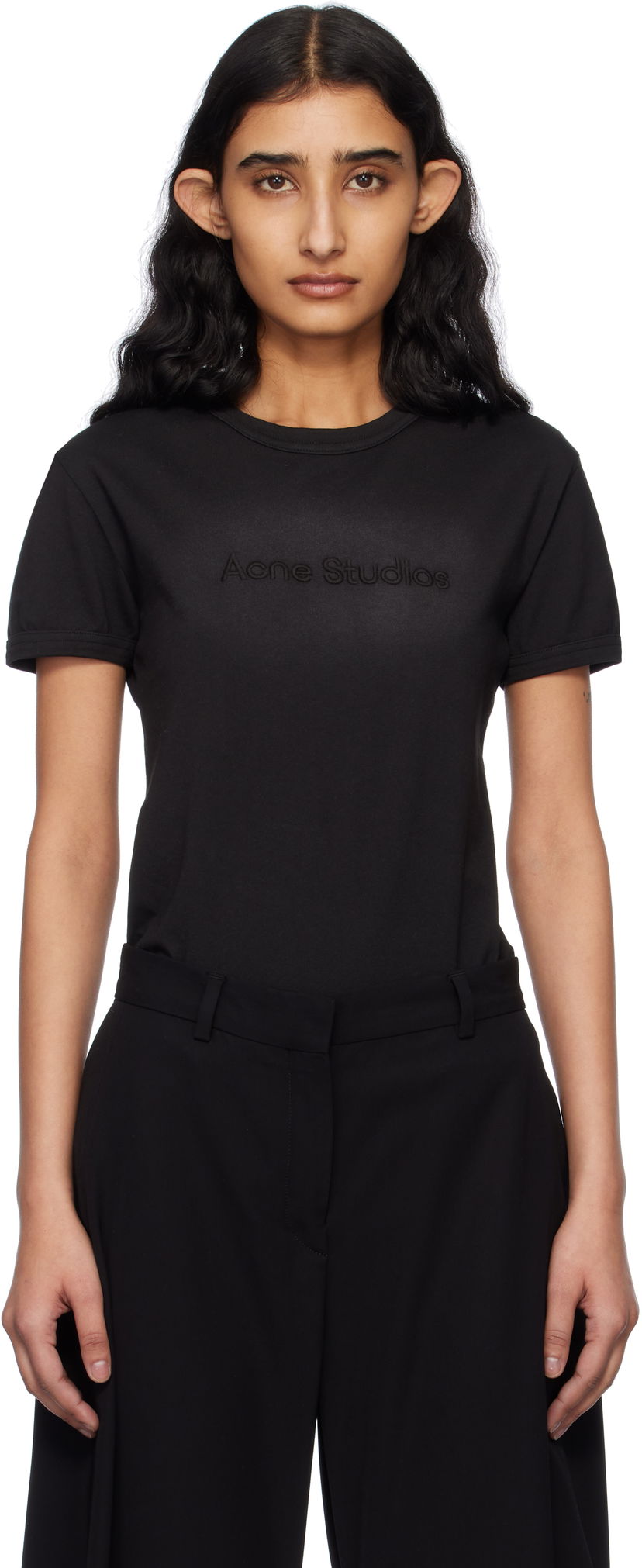 Футболка Acne Studios Acne Studios Fitted T-Shirt With Logo чорний | AL0457-