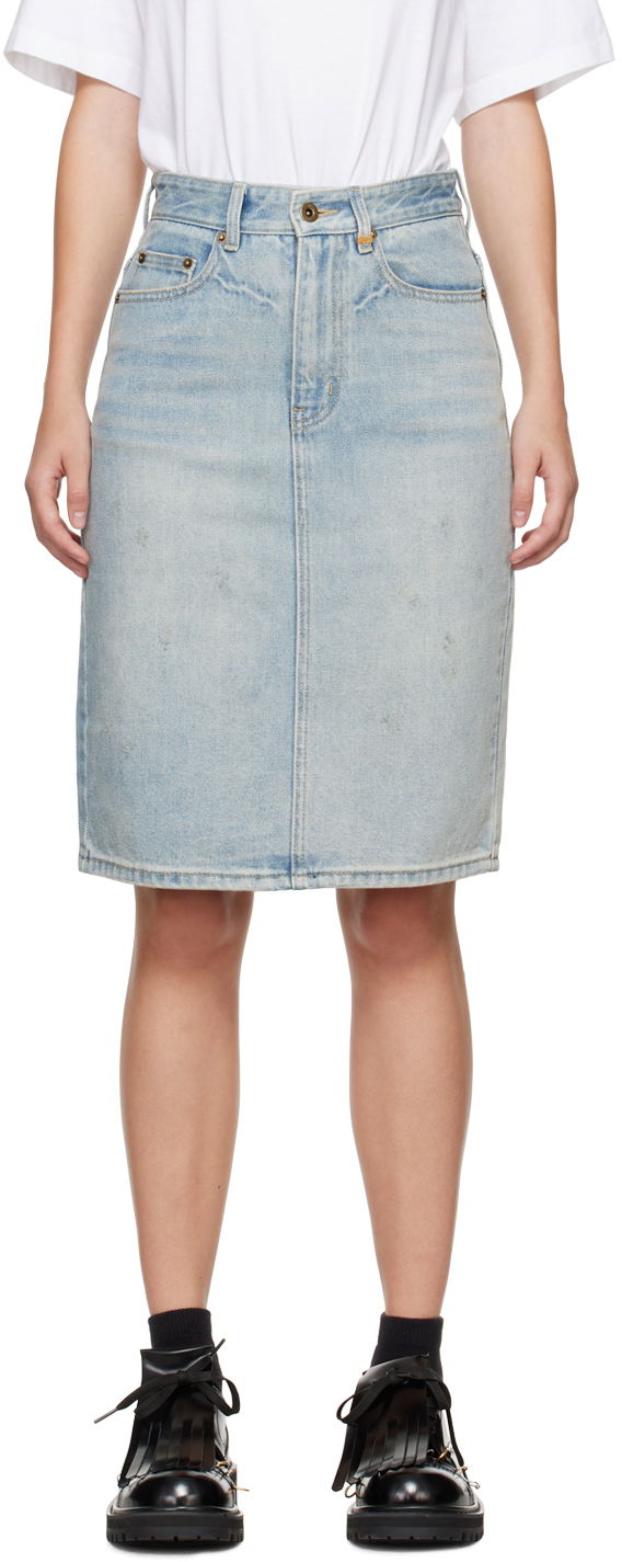 Спідниця We11done Washed Denim Midi Skirt Синій | WD-DS2-24-372-W-SK