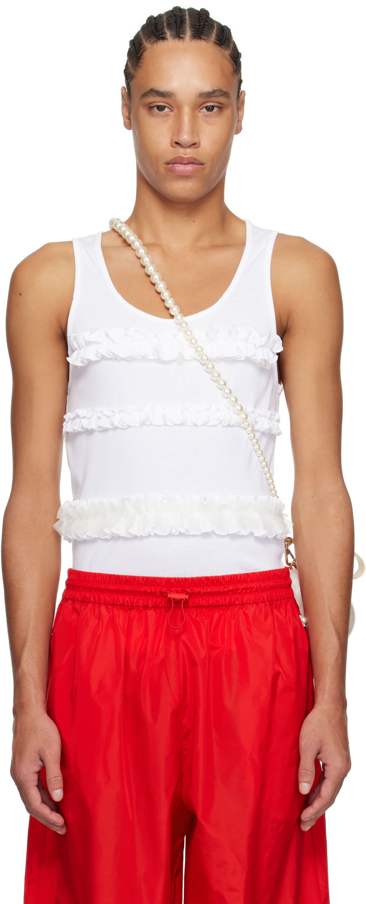 Безрукавка Simone Rocha Simone Rocha Ruffle Frill Tank Top білий | 5324F 0553, 0