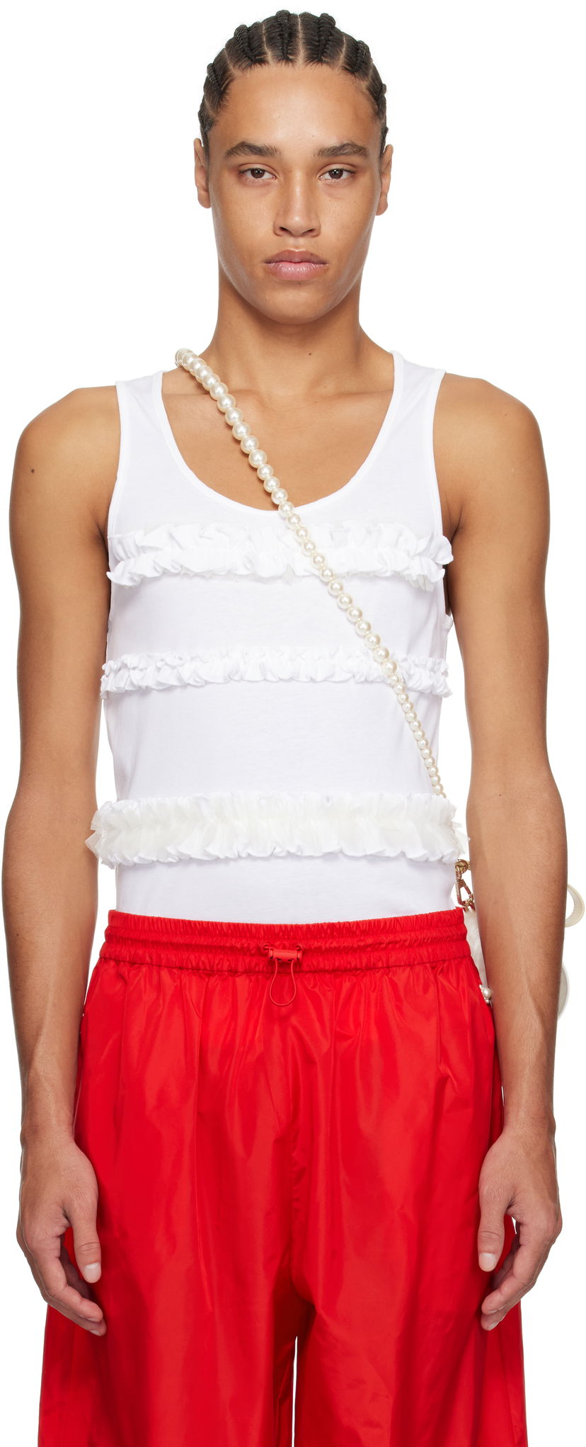 Безрукавка Simone Rocha Simone Rocha Ruffle Frill Tank Top білий | 5324F 0553