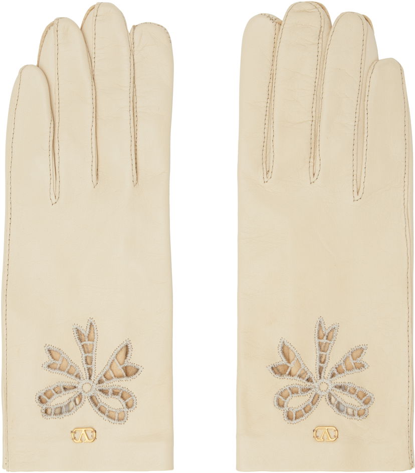 Рукавички Valentino Valentino Garavani VLogo Signature Nappa Leather Gloves бежевий | 6W2GD00DIQL