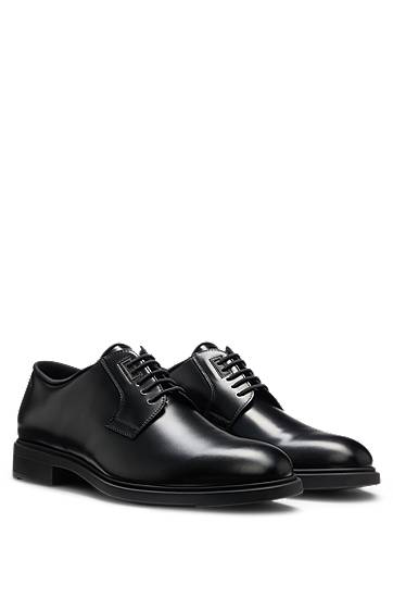 Догляд за взуттям BOSS Leather Derby Shoes with Piped Trims чорний | 50499719