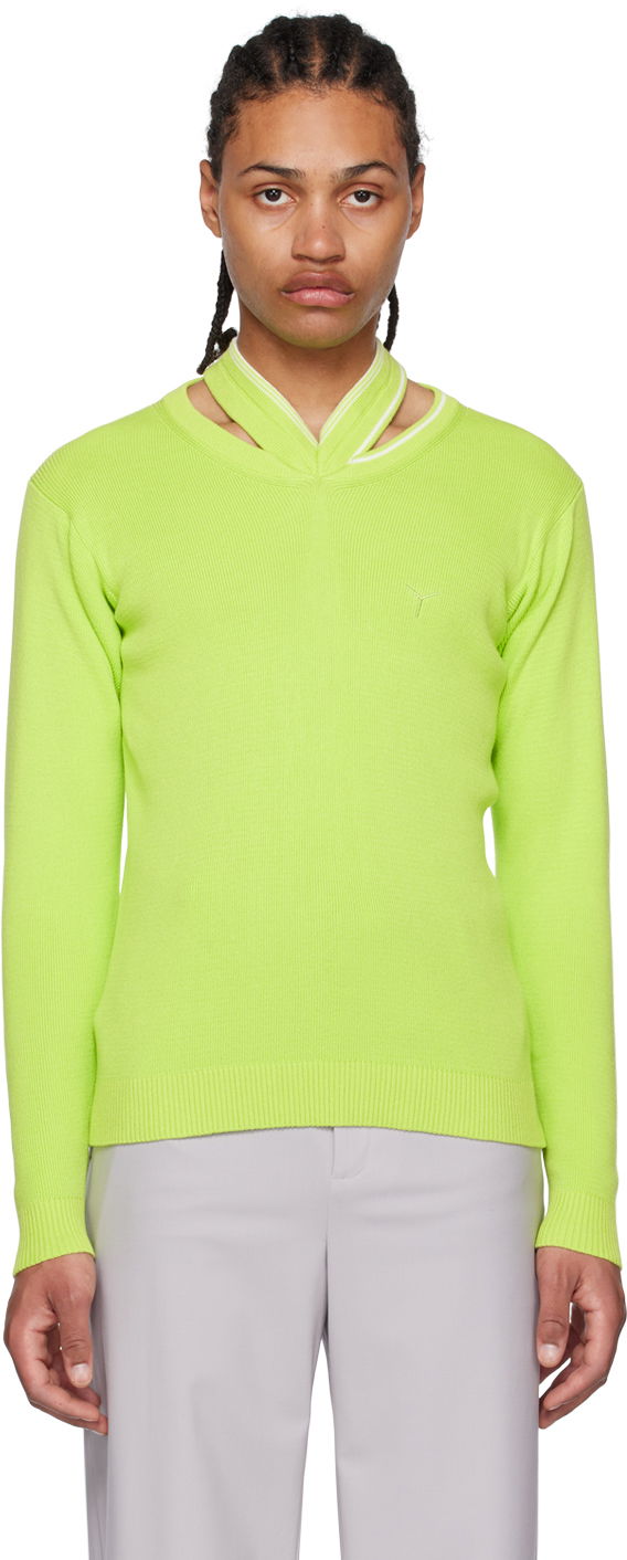 Cветр Y/PROJECT Cutout Crewneck Sweater Зелений | MPULL79-S24