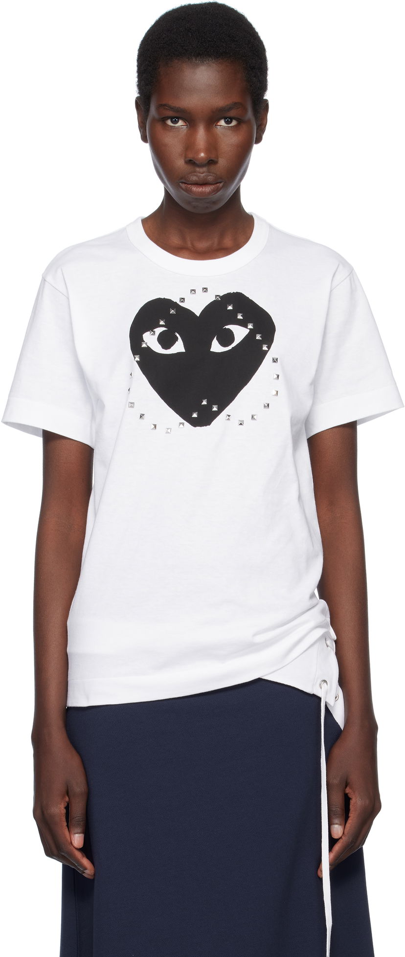 Футболка Comme des Garçons PLAY Stud Print Heart T-Shirt білий | AX-T804-051