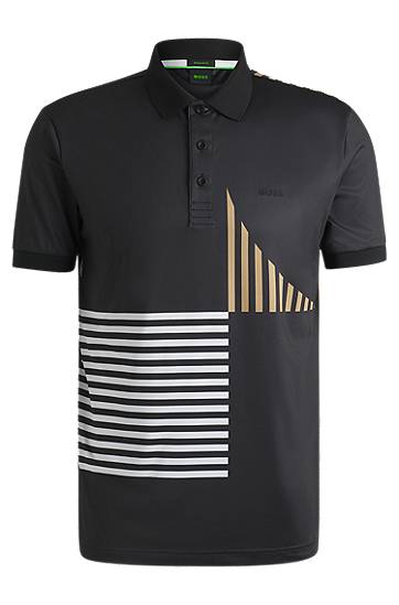 Сорочка поло BOSS Active Stretch-Jersey Polo Shirt with Digital Print чорний | 50539506