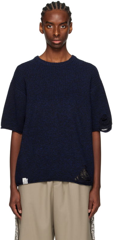 Джерсі ADER ERROR Distressed Knit T-Shirt темно-синій | BN01SSKT0501BK, 0