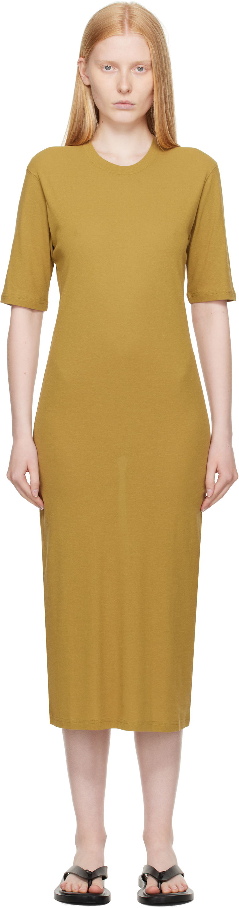 плаття AMI AMI Paris Cotton Short Sleeve Maxi Dress Жовтий | FDR271.JE0101