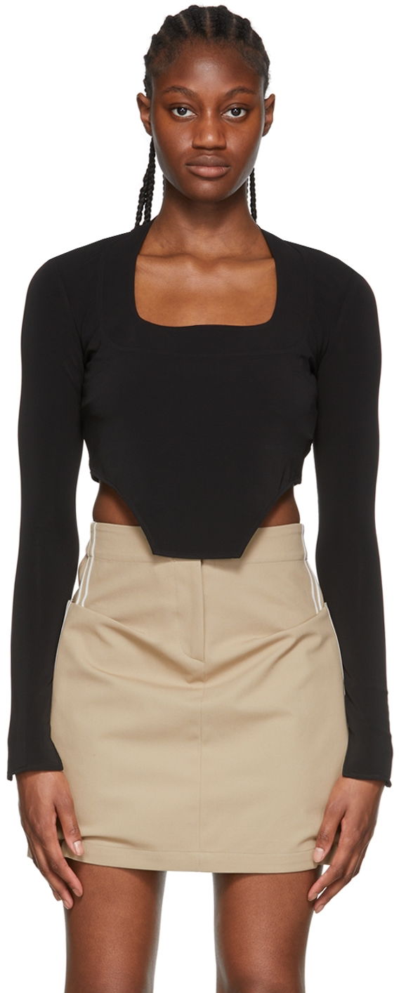 Кроп-топи Ambush Acetate Long Sleeve Crop Top чорний | BWAD027S22JER0011000
