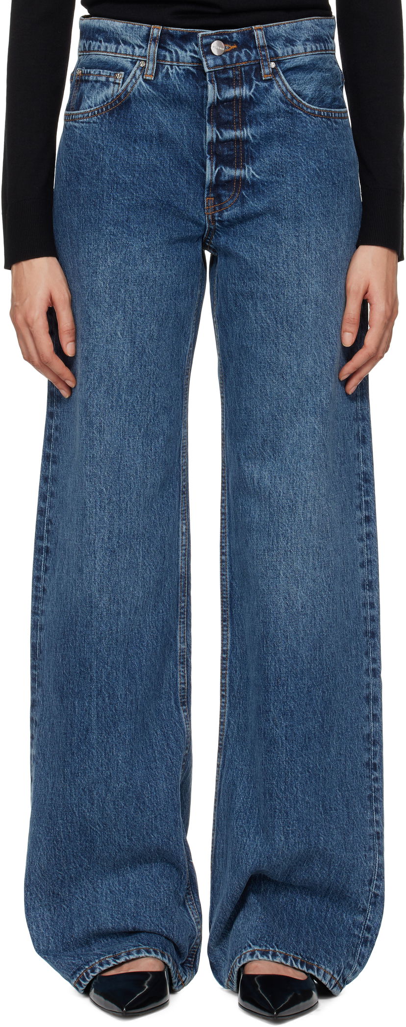 Джинси Anine Bing ANINE BING Hugh Wide Leg Jeans Синій | A-06-1134-418-WHD8