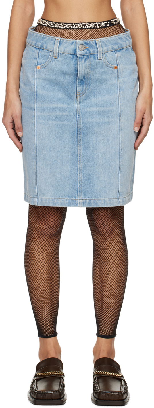 Спідниця Martine Rose Narrow Front Denim Miniskirt Синій | MRSS24-238