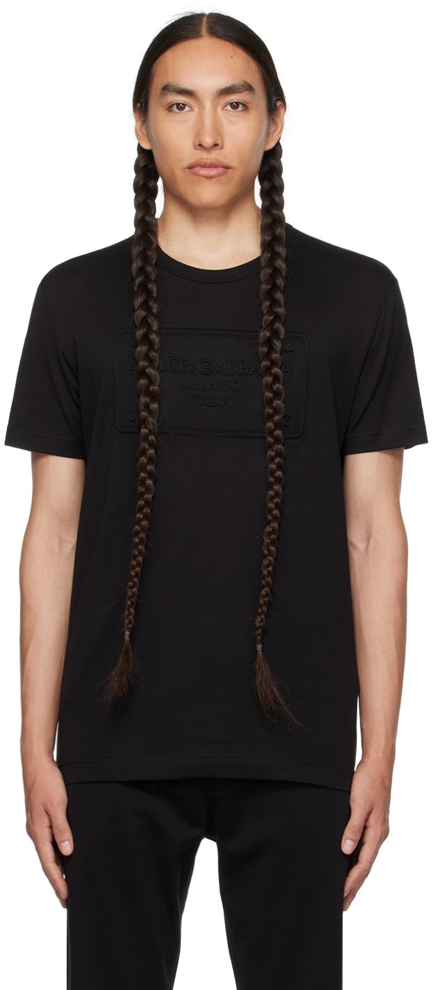 Футболка Dolce & Gabbana Black Embossed T-Shirt чорний | G8KBAZG7C7U
