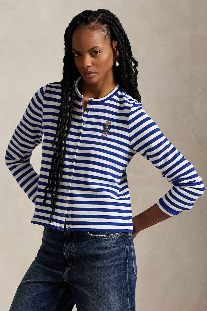 Cветр Polo by Ralph Lauren Polo Ralph Lauren Striped Cardigan with Bear Logo Синій | 211963465
