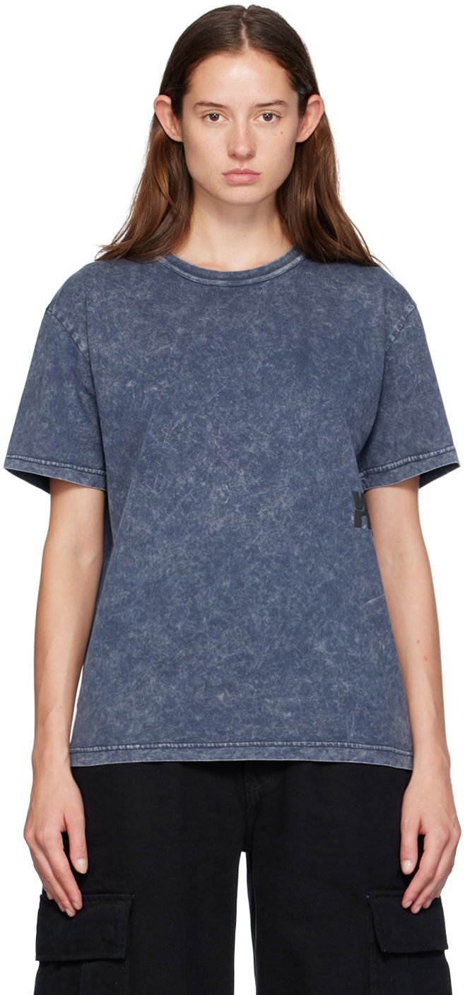Футболка Alexander Wang Alexander Wang Puff Logo T-Shirt Синій | 4CC3241520