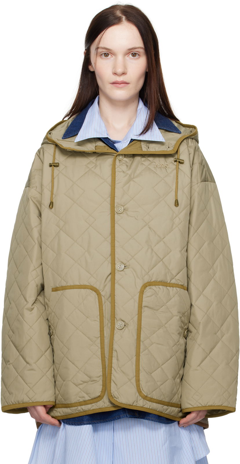 Пуховик A.P.C. Hooded Quilted Jacket Зелений | PSAKJ-M32005
