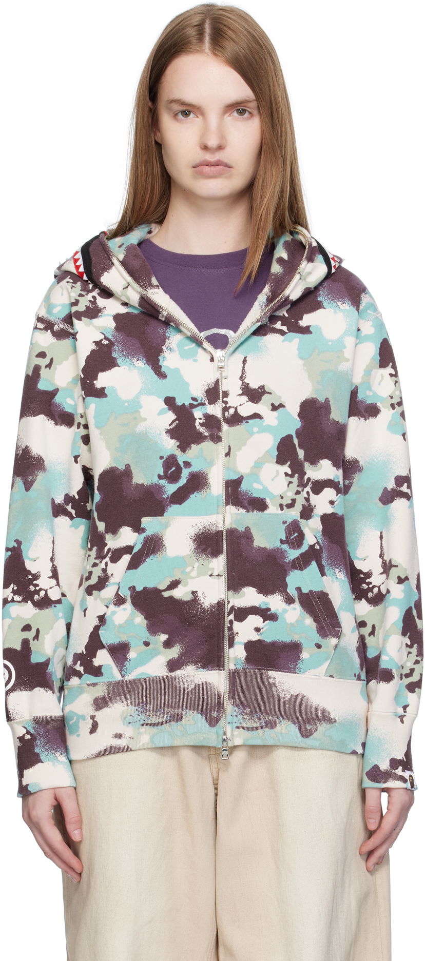 Світшоти BAPE A Bathing Ape Map Camo Shark Full Zip Hoodie Різнокольоровий | 001ZPL302001L