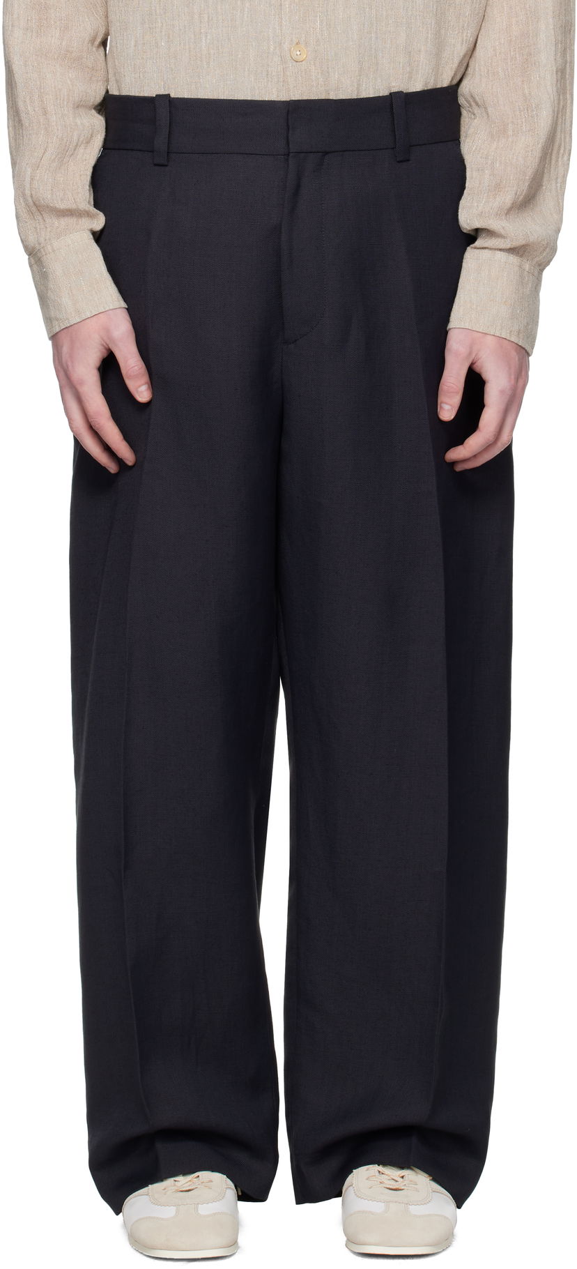 Штани Studio Nicholson Studio Nicholson Fume Wide-Leg Trousers темно-синій | FUME SNM - 1377